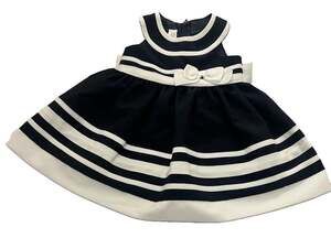 Bonnie Jean Sailor DressNautical Striped Fit &Flare Bow Dress 12M Sleeveless Zip